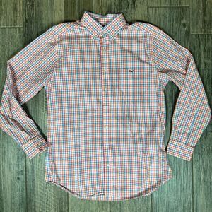 Vineyard Vines Mens Medium Slim‎ Fit Tucker Gingham Check Button Down Shirt